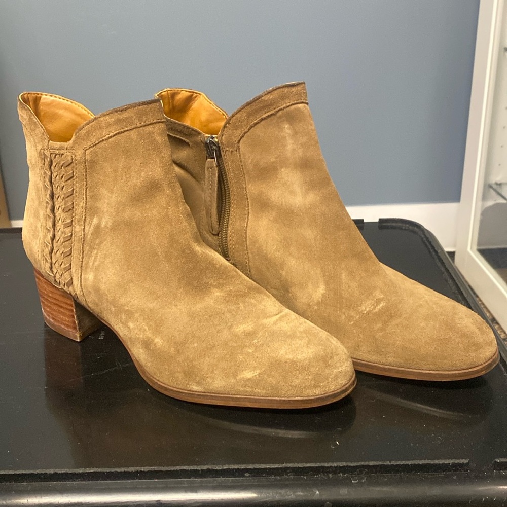 SARTO by Franco Sarto “Chenille” suede side-zip ankle bootie